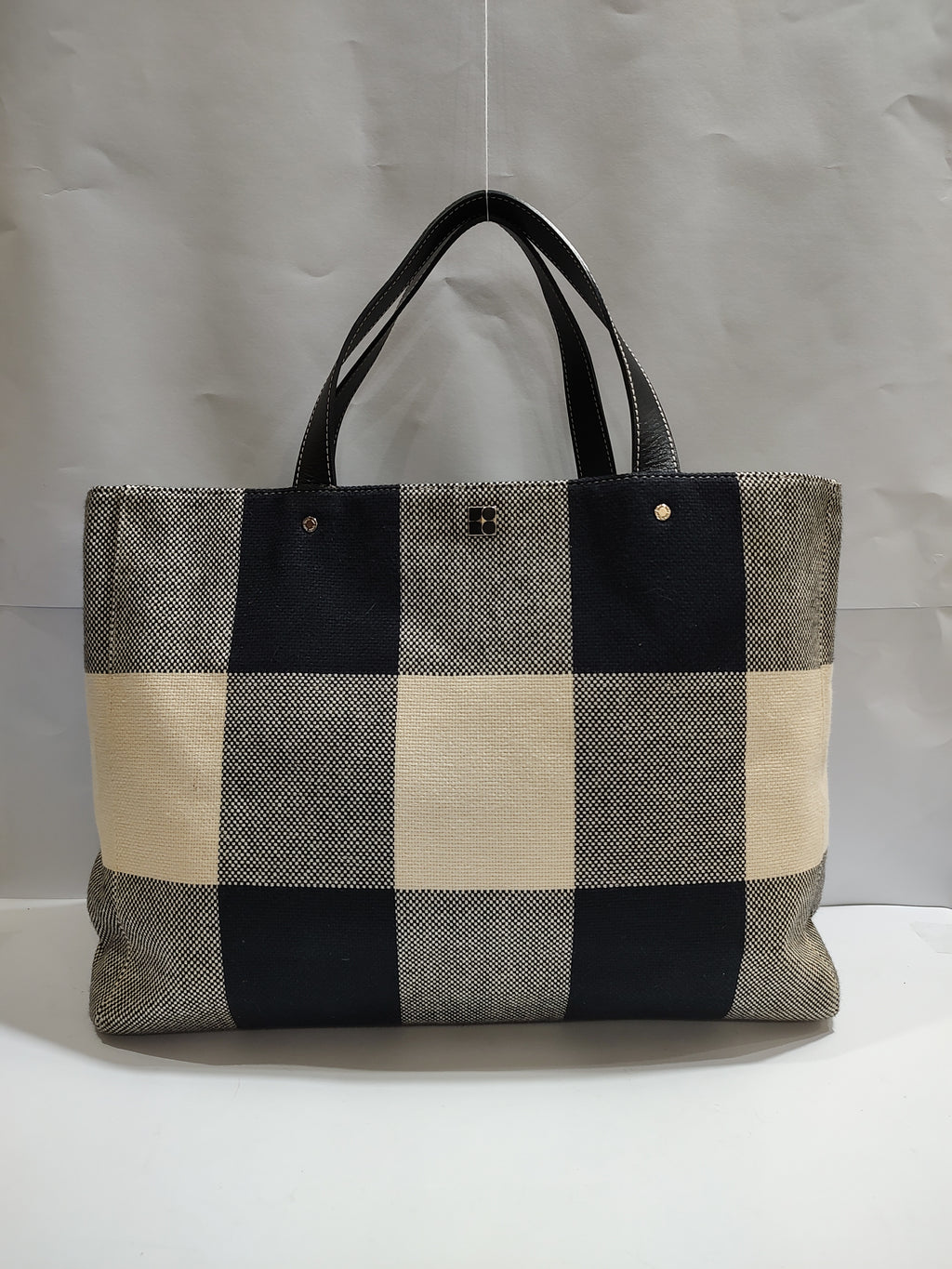 Classic Oversized Plaid Canvas Tote - Chic Black & White Gingham 🖤🤍