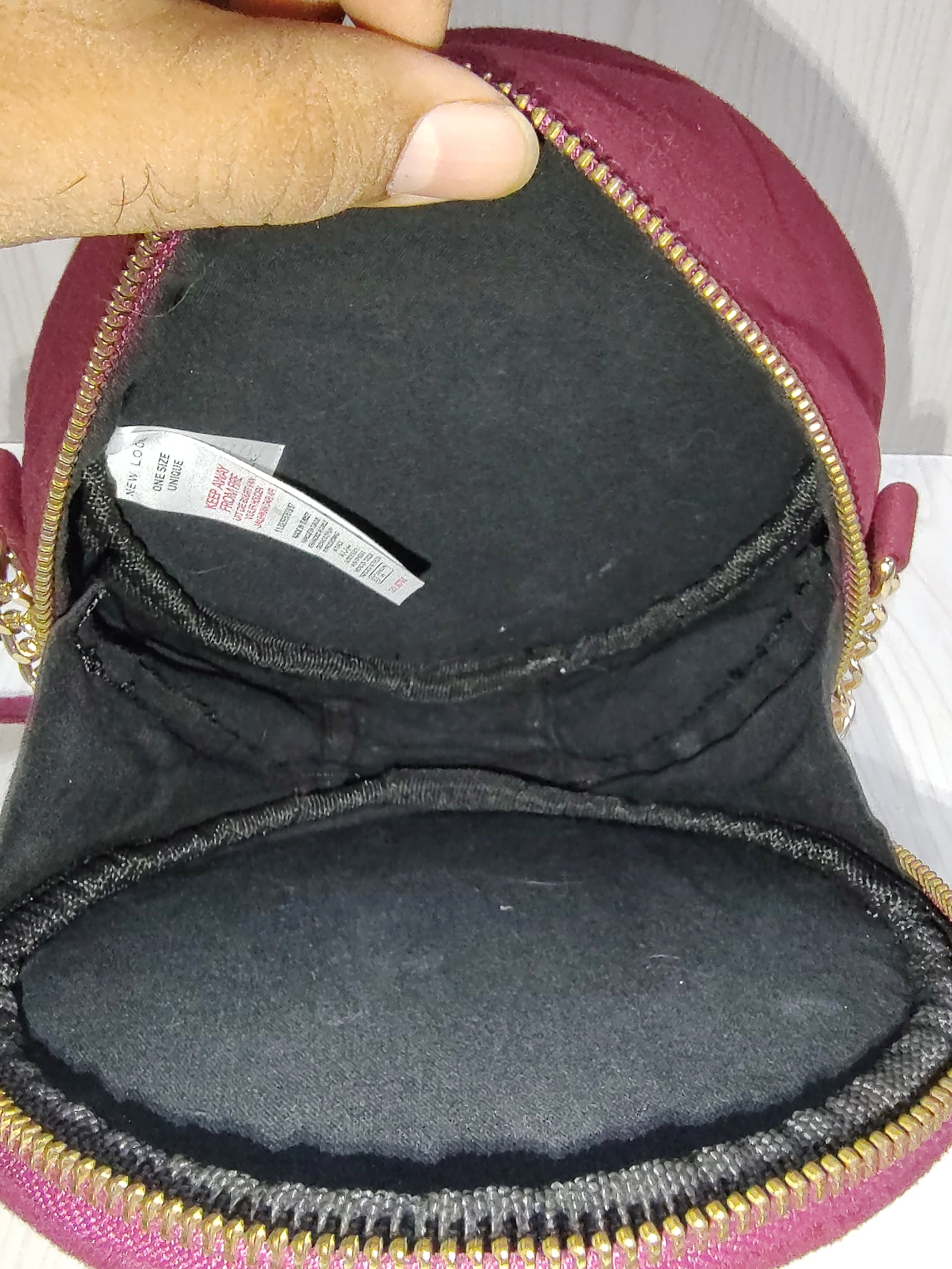 🍒 Burgundy Faux-Suede Circular Crossbody Bag