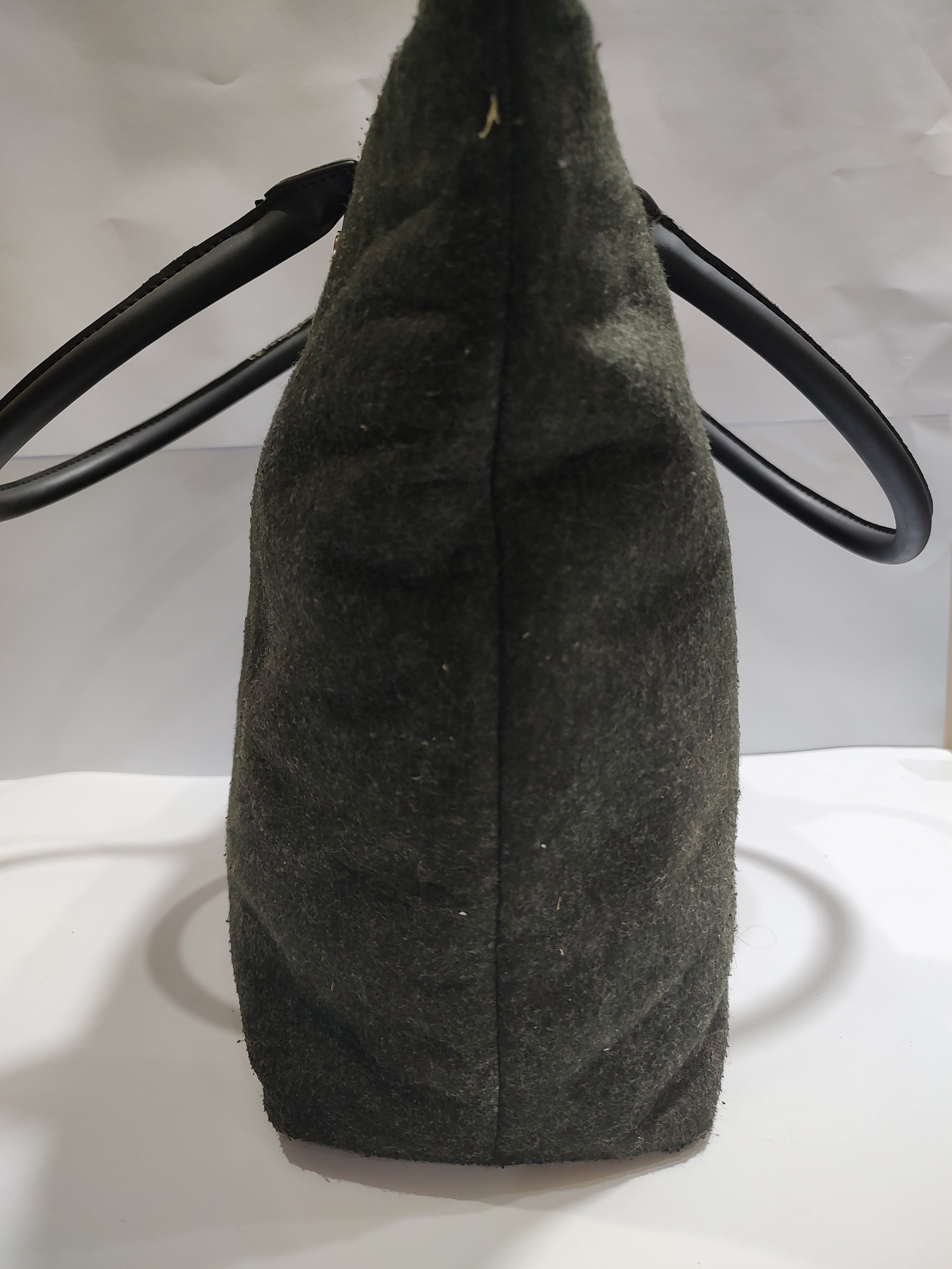 Classic Textured Fabric Satchel - Earthy Olive Green Handbag with Fixed Handles 🌿👜