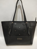 Black Floral Appliqué Textured Tote Bag 🌸
