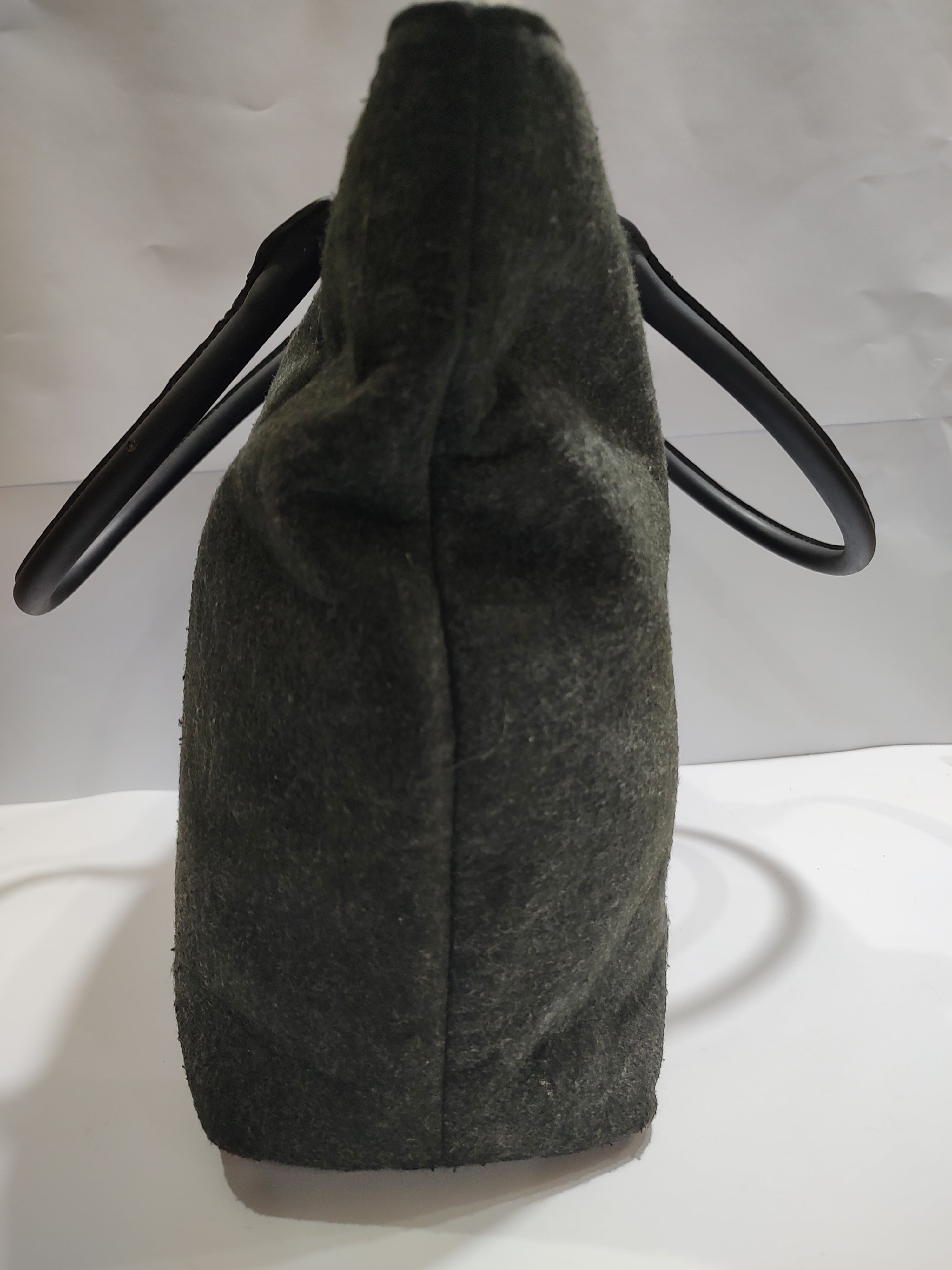 Classic Textured Fabric Satchel - Earthy Olive Green Handbag with Fixed Handles 🌿👜
