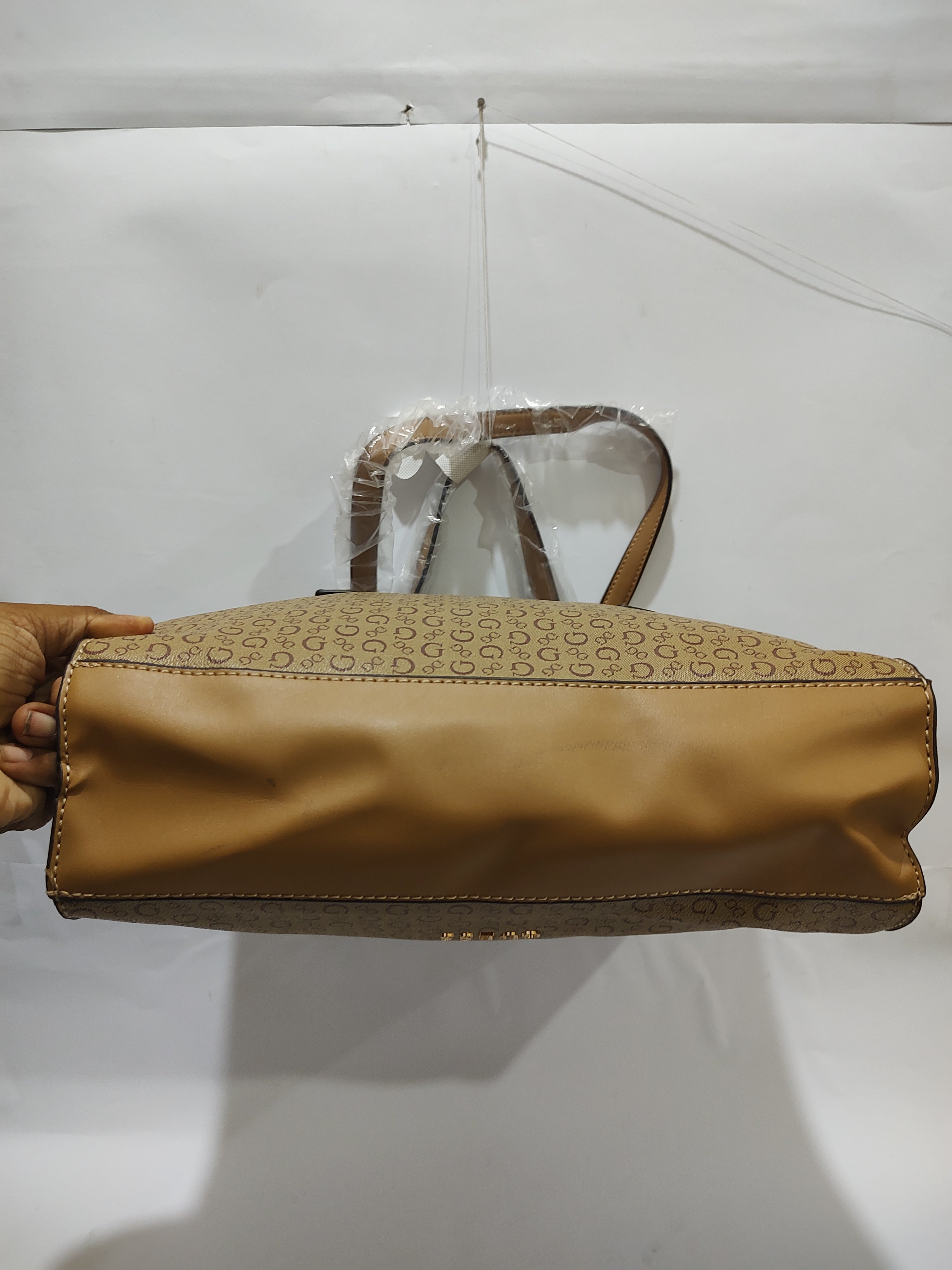 Classic Monogram Print Tote Bag – Elegant Tan & Earthy Brown Professional Satchel