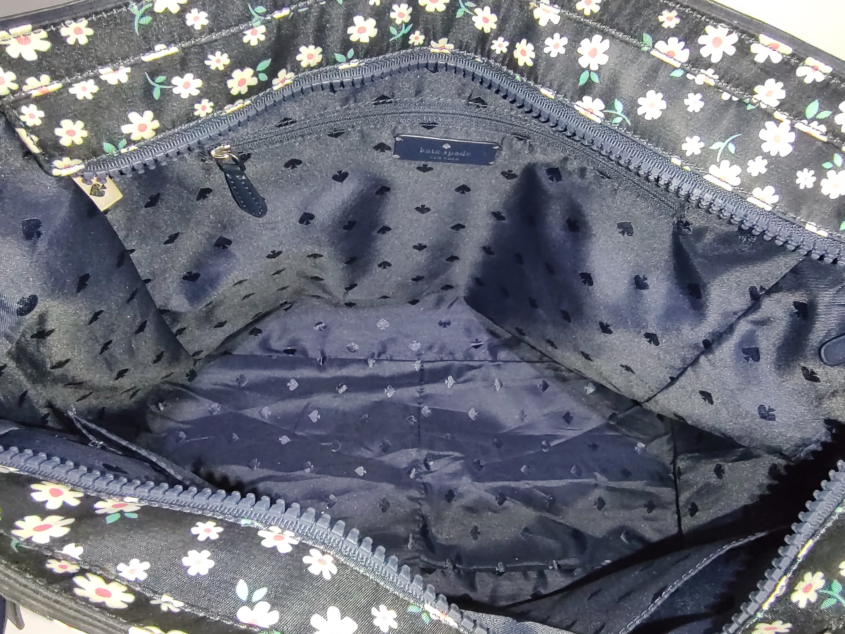 Navy Floral Daisy Print Large Nylon Tote Bag 🌼